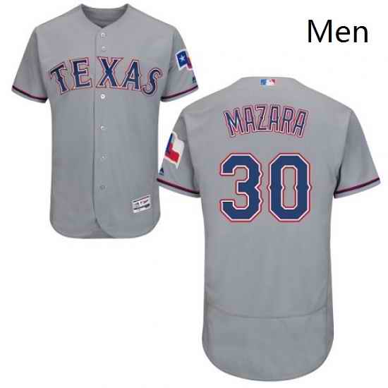 Mens Majestic Texas Rangers 30 Nomar Mazara Grey Road Flex Base Authentic Collection MLB Jersey